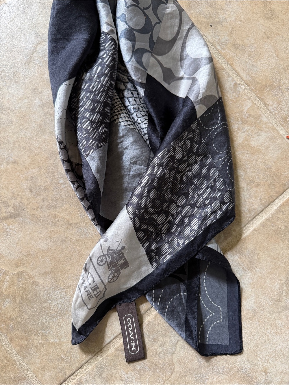Coach Patchwork Signature Silk Scarf - Picture 9 of 9